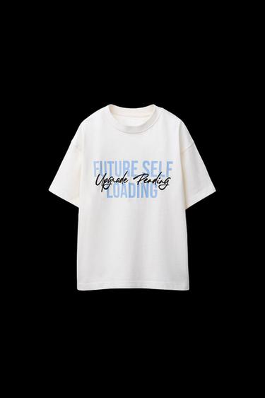 VARSITY SLOGAN AND LABEL T-SHIRT - White by Zara - Image 0