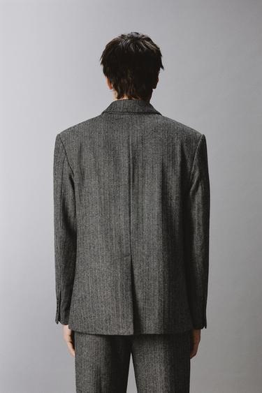 КОСТЮМНЫЙ БЛЕЙЗЕР ИЗ ШЕРСТЯНОЙ ТКАНИ В ЁЛОЧКУ — СЕРЫЙ от Zara