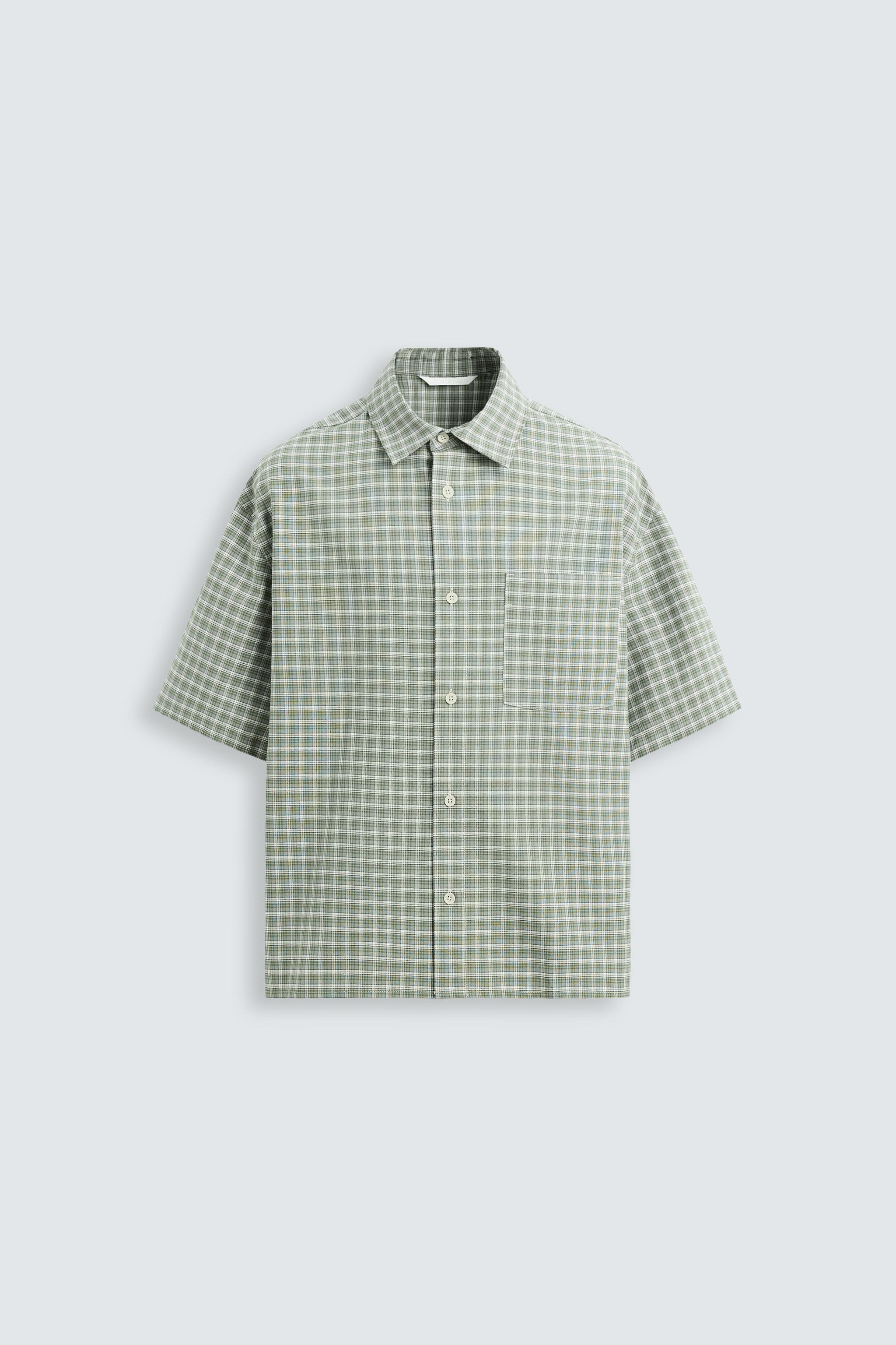 CAMISA ESTRUTURA OXFORD - Verde-cinza | ZARA Brasil