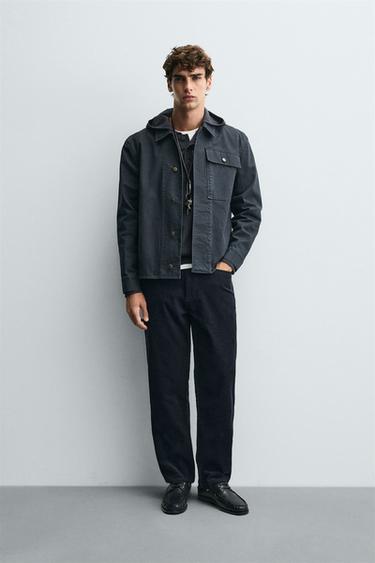 REGULAR FIT CORDUROY TROUSERS - Navy blue by Zara