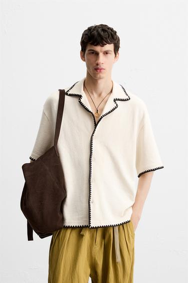 CONTRAST TRIM SHIRT - Oyster-white by Zara - Image 1