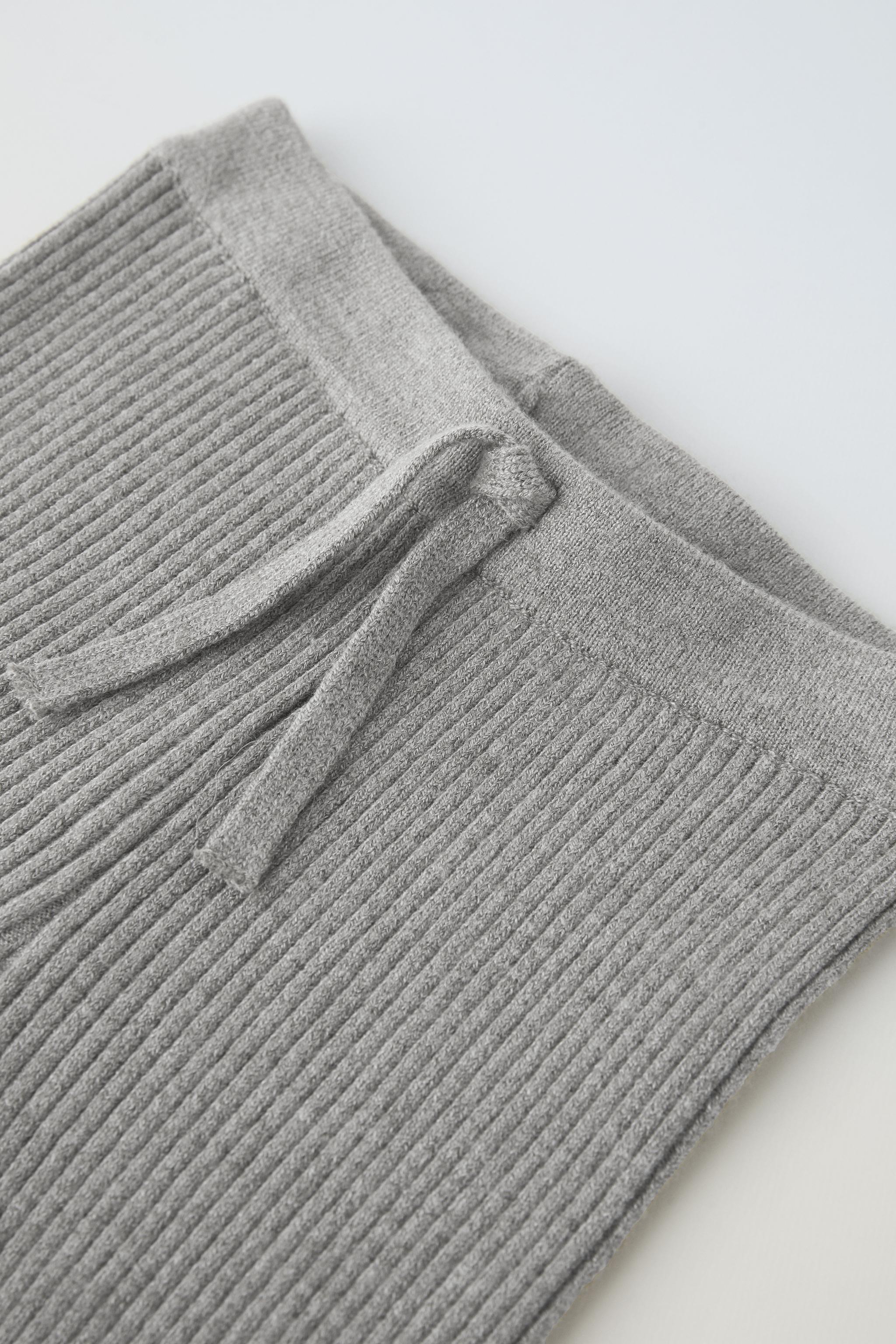 Dark Grey Knot Front Rib-knit Leggings –