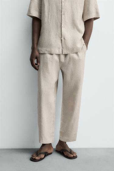 PANTALONI RELAXED FIT 100% IN - Bej deschis de la Zara