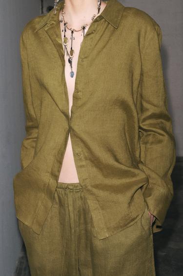 CAMISA LINO 100% ZW COLLECTION - Oliva de Zara