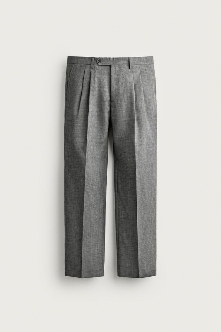 Pantalon pliegues 100 lana