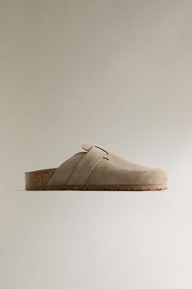 LEATHER CLOGS WITH STRAP - Green by Zara - Image 0