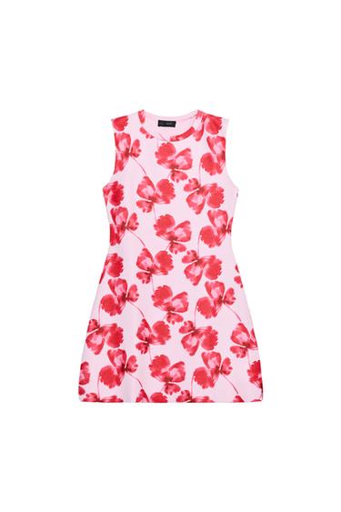 JACQUARD FLORAL KNIT MINI DRESS - Pink by Zara