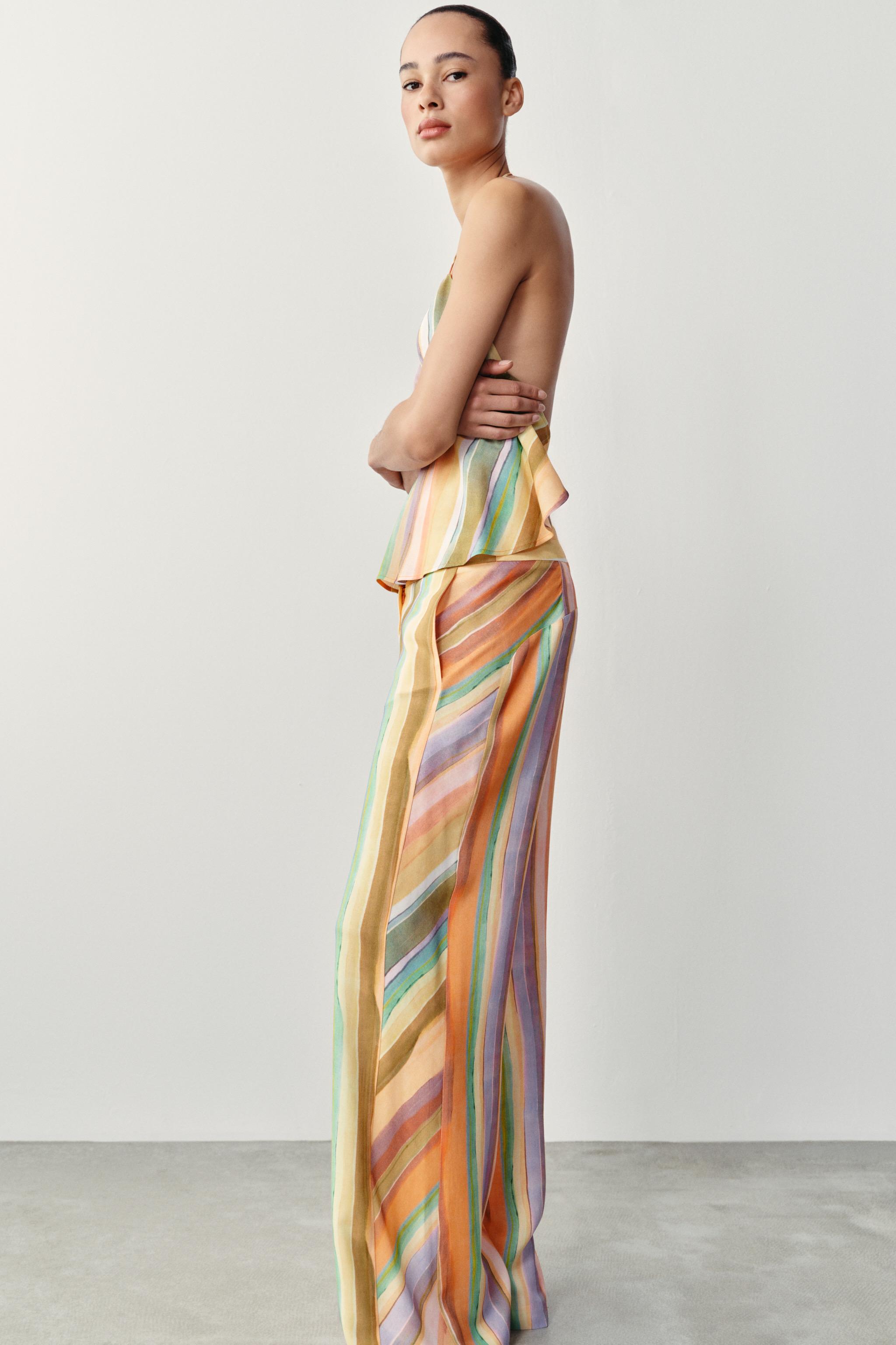 STRIPED WIDE LEG PANTS