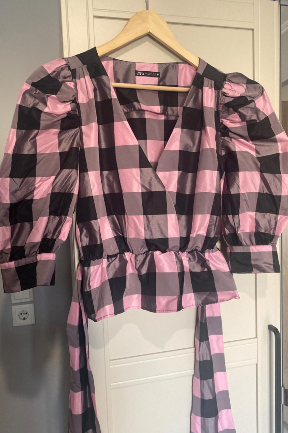 GINGHAM TAFFETA TOP