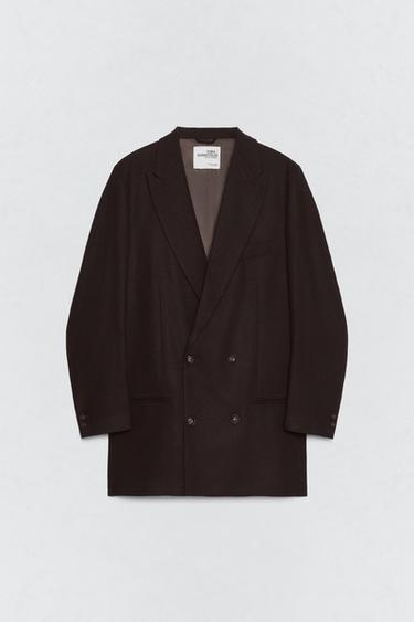 SOSHIOTSUKI X ZARA 플란넬 수트 코트 블레이저 - Zara 브라운