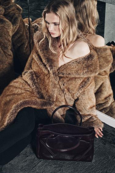 МИНИ-СУМКА CITY ИЗ КОЖИ — Бордово-красный от Zara