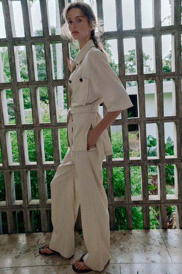 PANTALON SAFARI AVEC LIN - Beige clair de Zara - Image 5