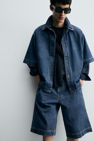 CHEMISE EN DENIM À MANCHES COURTES - Bleu de Zara - Image 5