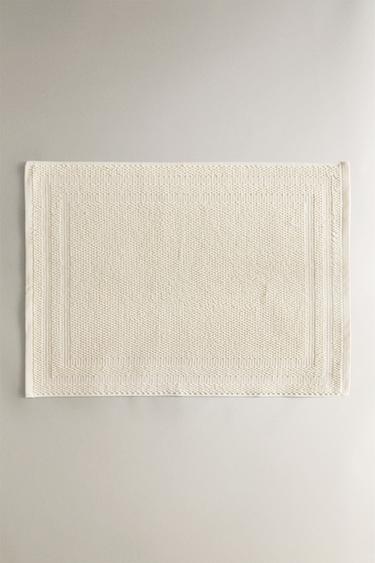 NON-SLIP COTTON BATH MAT - Ivory by Zara