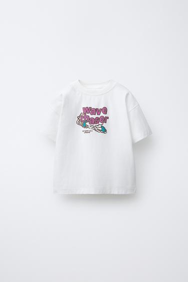 Zara TEXT PRINT T-SHIRT - Ecru - Image 0