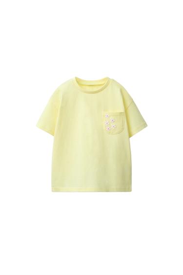 EMBROIDERED POCKET T-SHIRT - Yellow by Zara