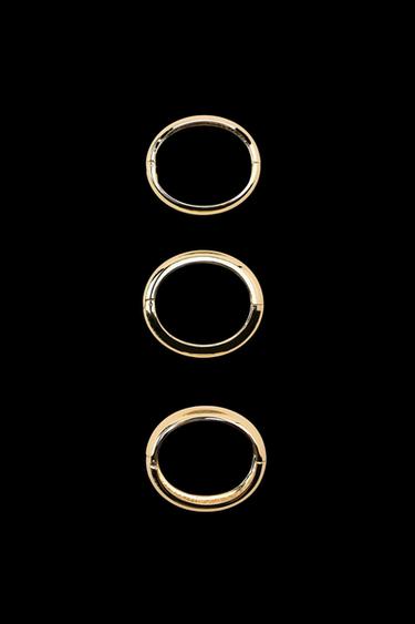 Zara 3-PACK OF RIGID METAL BRACELETS - Golden
