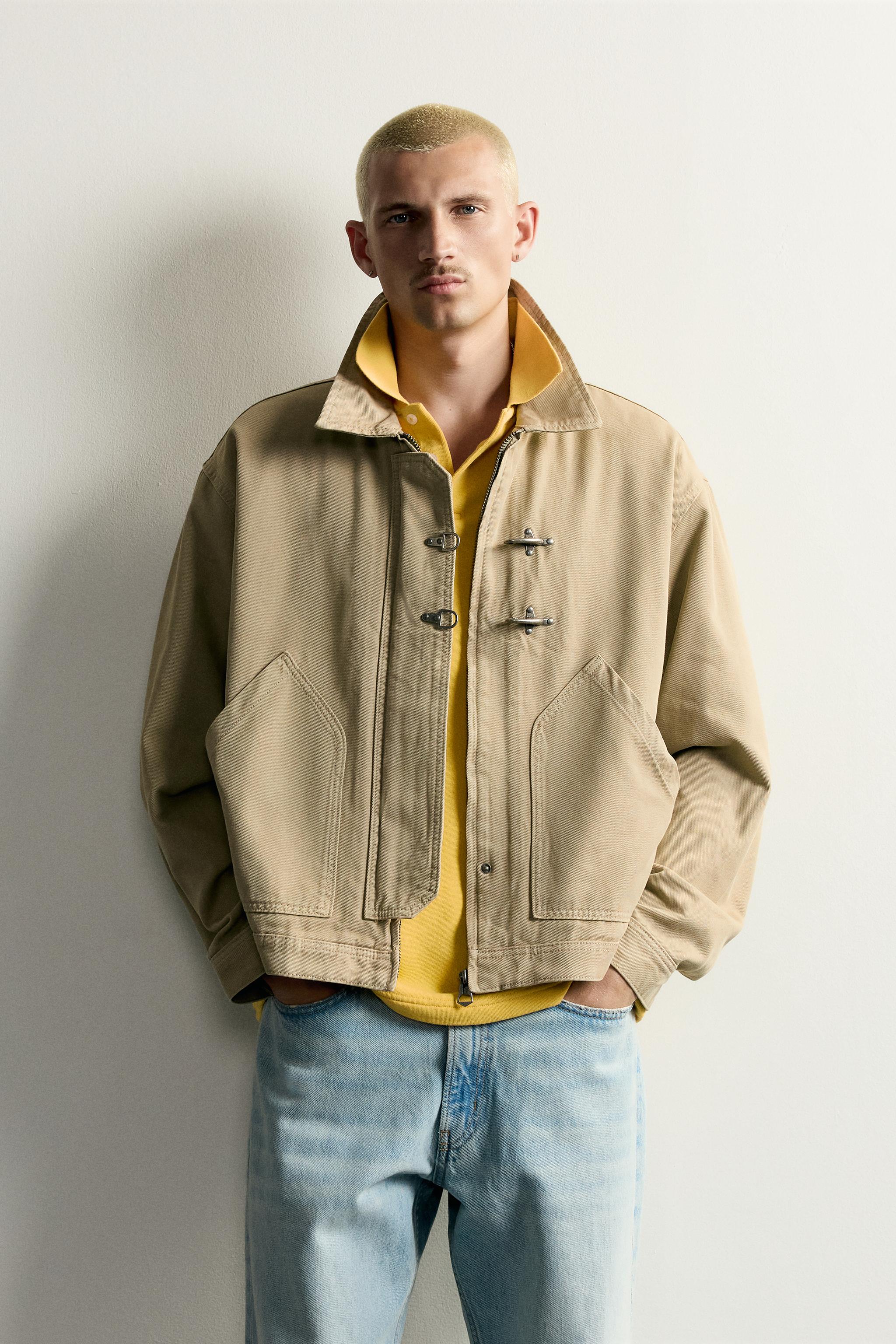 RELAXED FIT FIREMAN CLASP JACKET — taupe brown