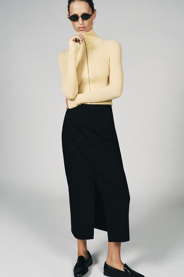 Zara FITTED RIBBED KNIT JACKET - Pastel yellow - Image 0