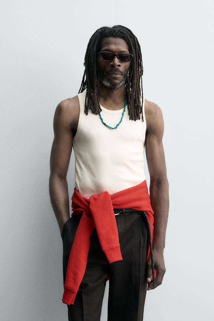ZARA STRIPED JACQUARD TANK TOP X AARON LEVINE