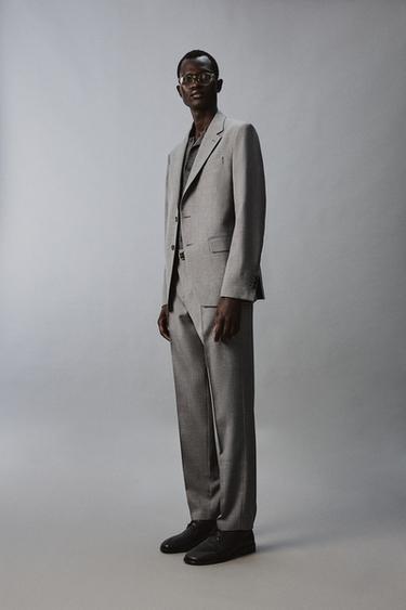 SLIM FIT WOOL BLEND SUIT TROUSERS - Grey by Zara - Image 3