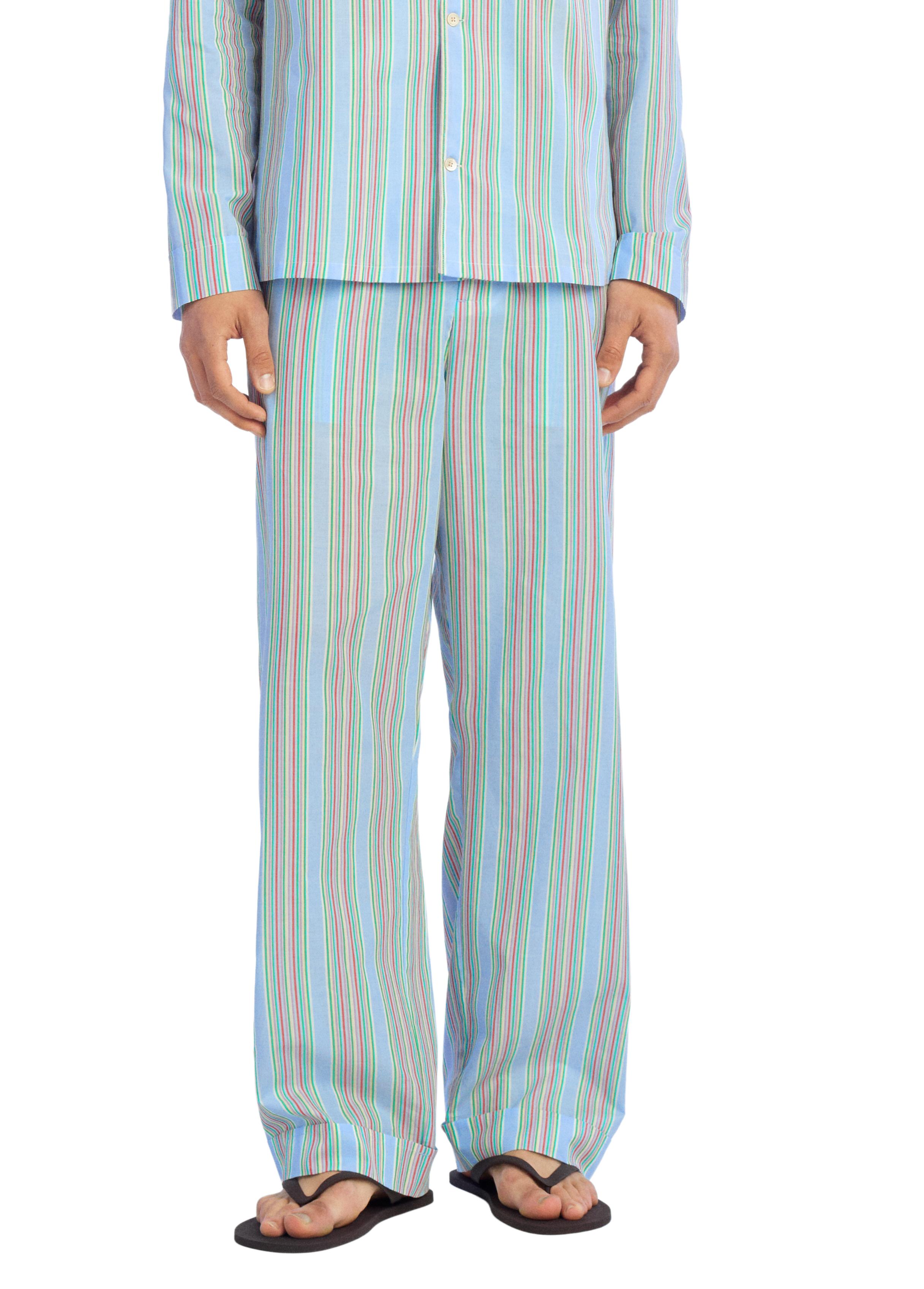 JACQUARD STRIPED RELAXED FIT PANTS — Light blue