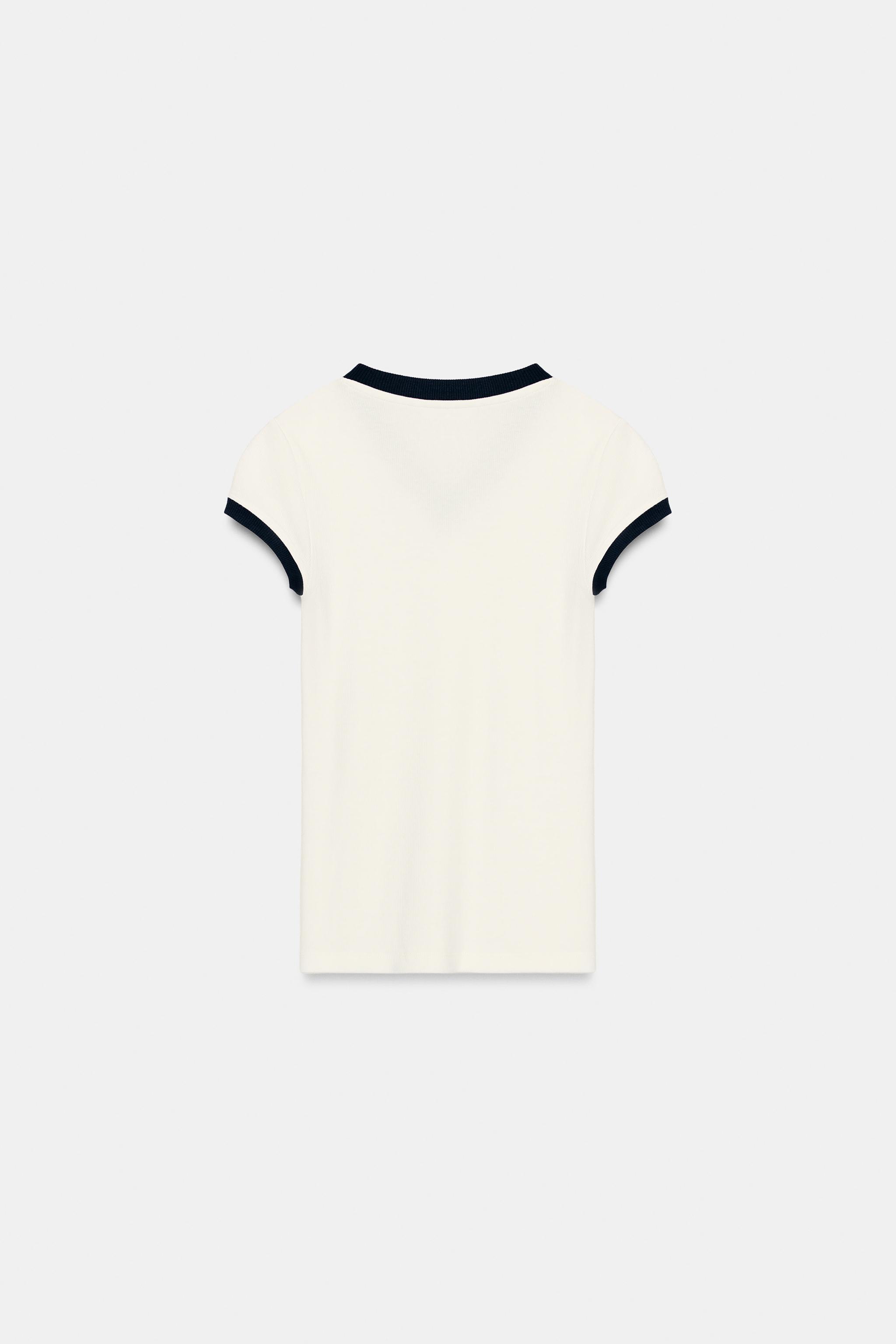 T-SHIRT CÔTELÉ EN CONTRASTE
