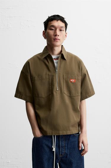 ZIP-UP POLO SHIRT - Brown by Zara