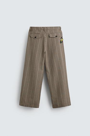 PLUTO PATCH CHECK TROUSERS HARRY LAMBERT FOR ZARA X DISNEY - Light camel by Zara - Image 1