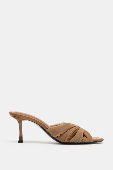 Zara MESH DETAIL SANDALS - Brown - Image 0