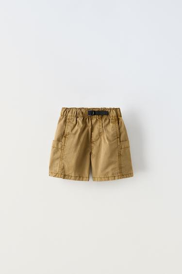 MULTI-POCKET BERMUDA SHORTS WITH BELT - camel by Zara