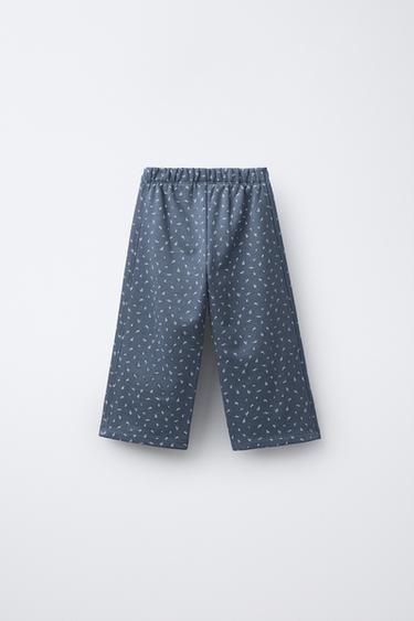 WIDE-LEG FLORAL PLUSH TROUSERS - Blue by Zara - Image 1