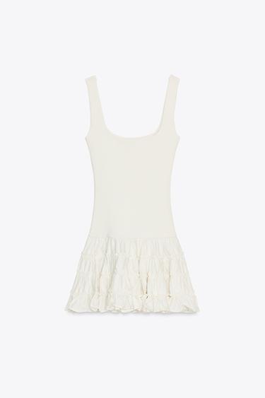 ROBE BIMATIÈRE À VOLUME - Écru de Zara - Image 5