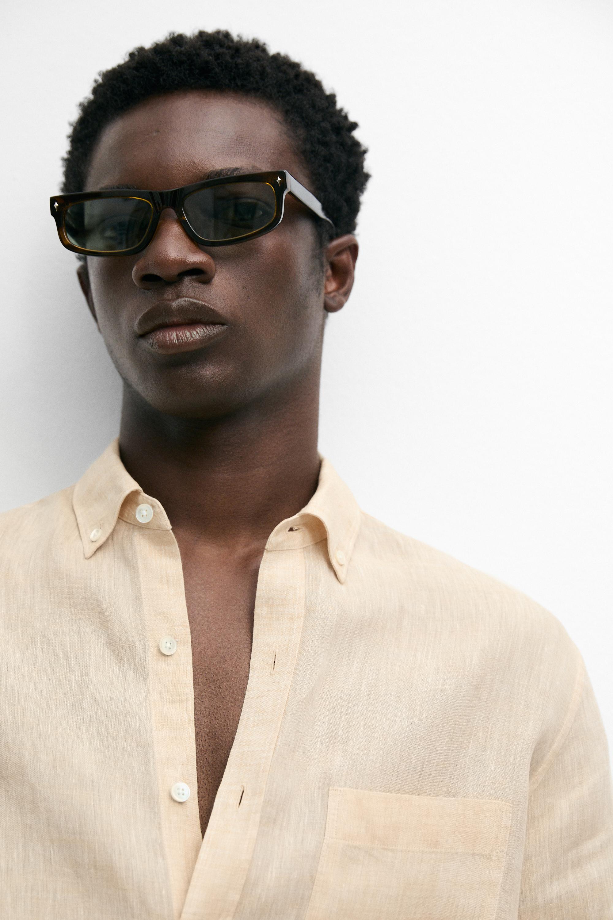 Regular fit 100% linen patch pocket shirt