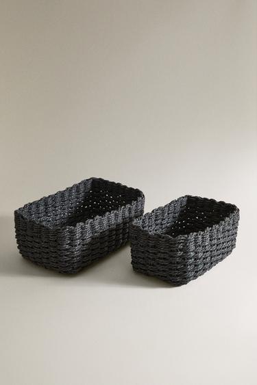 Zaras FLÄTAD PAPPERSKORG - Svart - Bild 0