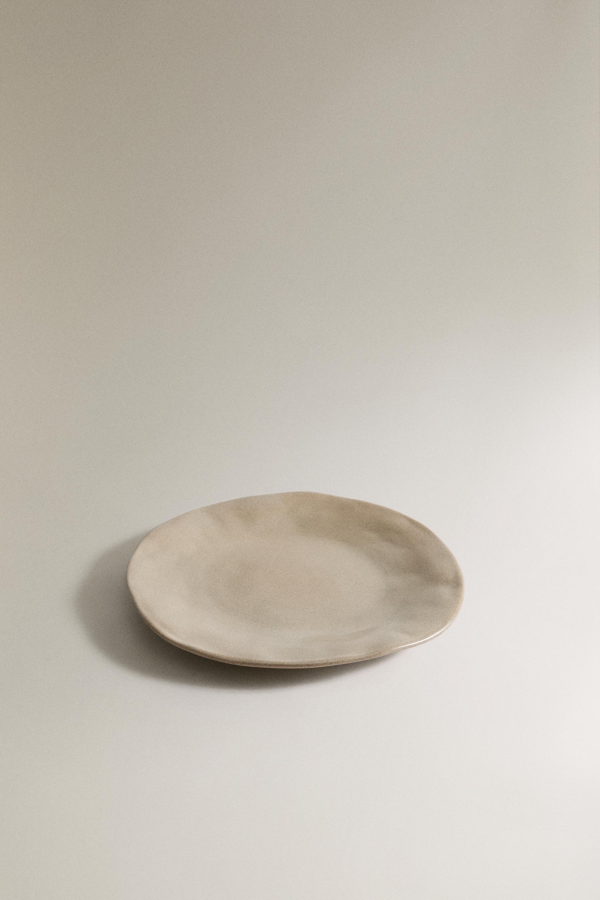 IRREGULAR STONEWARE DESSERT PLATE — Taupe gray