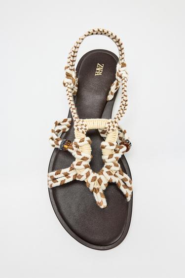 SANDÀLIES PLANES TIRES - blanc de Zara