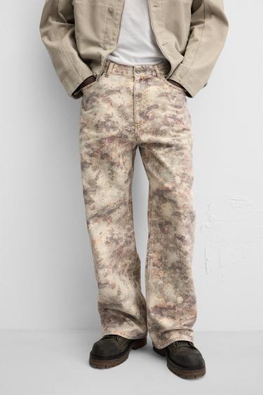 PANTALON À IMPRIMÉ CONTRASTÉ - brun de Zara - Image 4