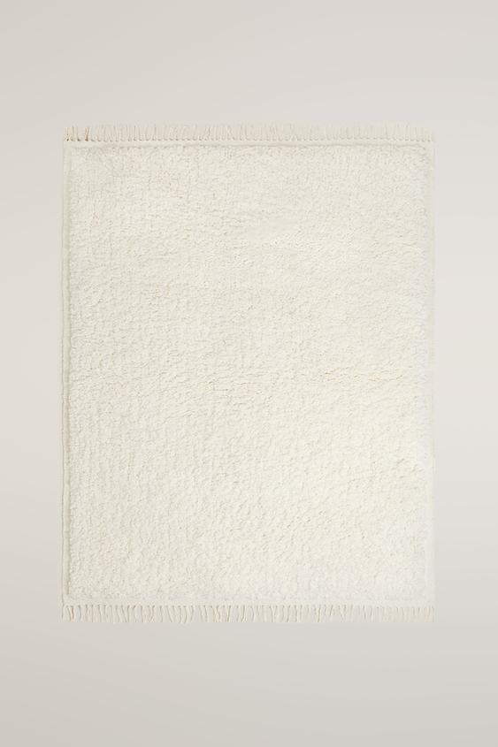 TAPIS RECTANGULAIRE COTON TEXTURÉ - Blanc de Zara - Image 0