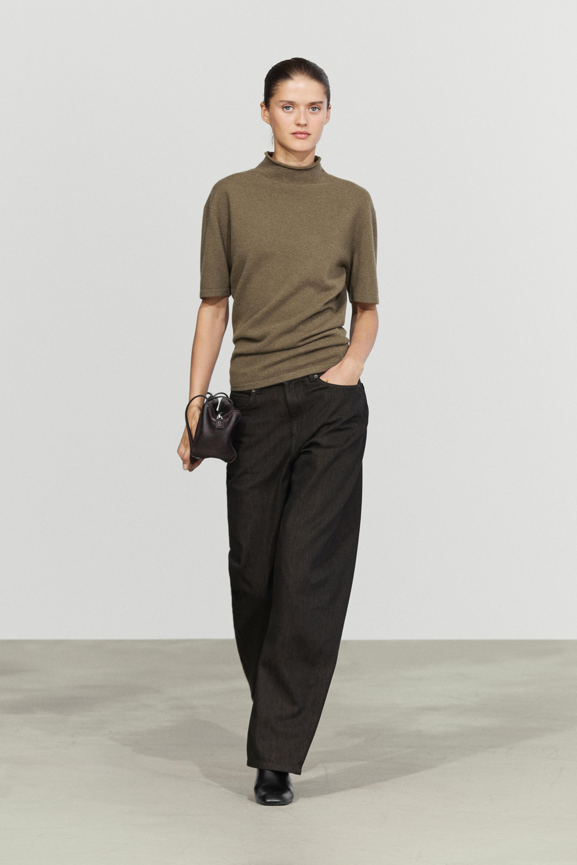 Wool blend knit mock turtleneck sweater