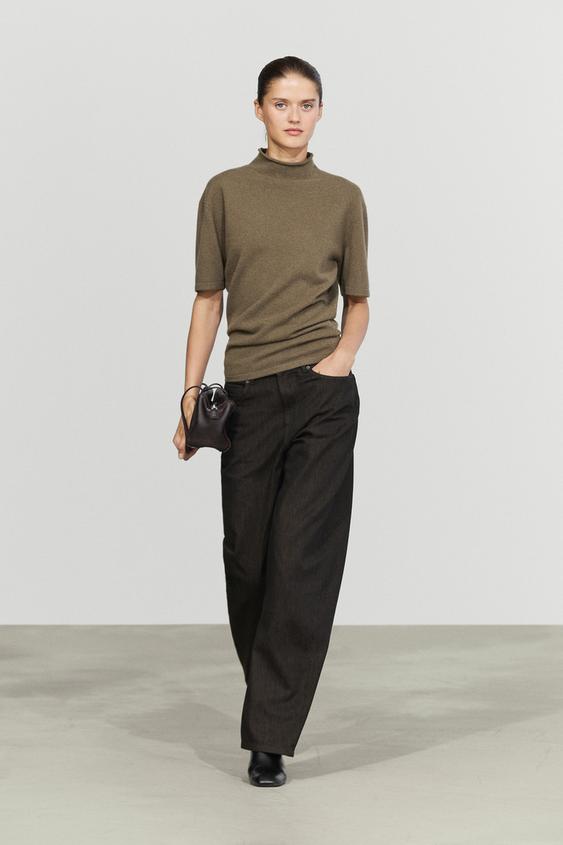 Zara Wool blend knit mock turtleneck sweater - Green - Image 0