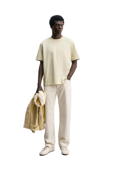 T-SHIRT HEAVYWEIGHT À MANCHES COURTES - Jaune pastel de Zara