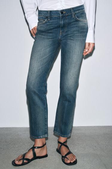 JEANS ZW COLLECTION RETO DE CINTURA BAIXA CROPPED - Azul-lavado da Zara