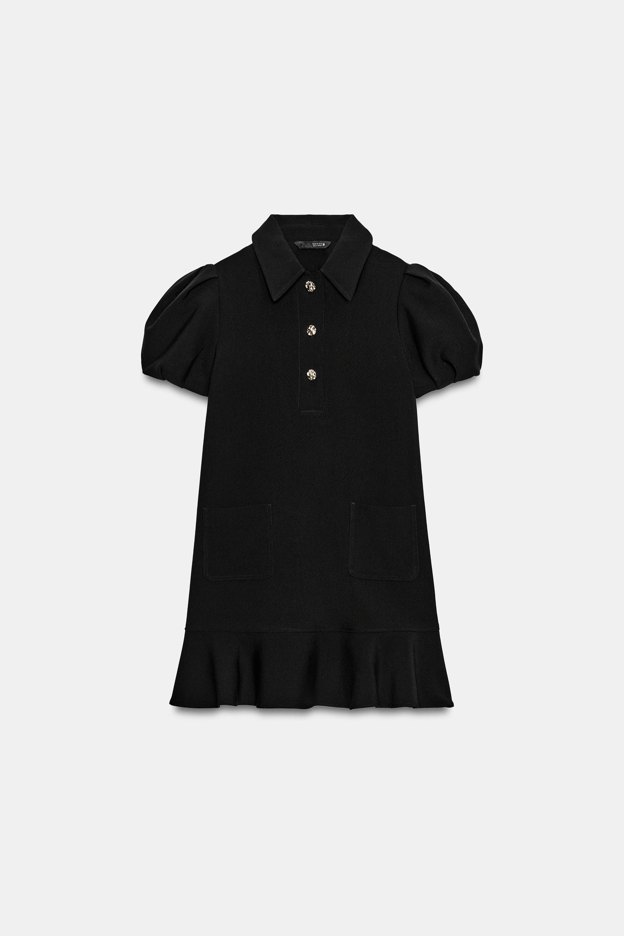 PLEATED SLEEVE SHORT DRESS