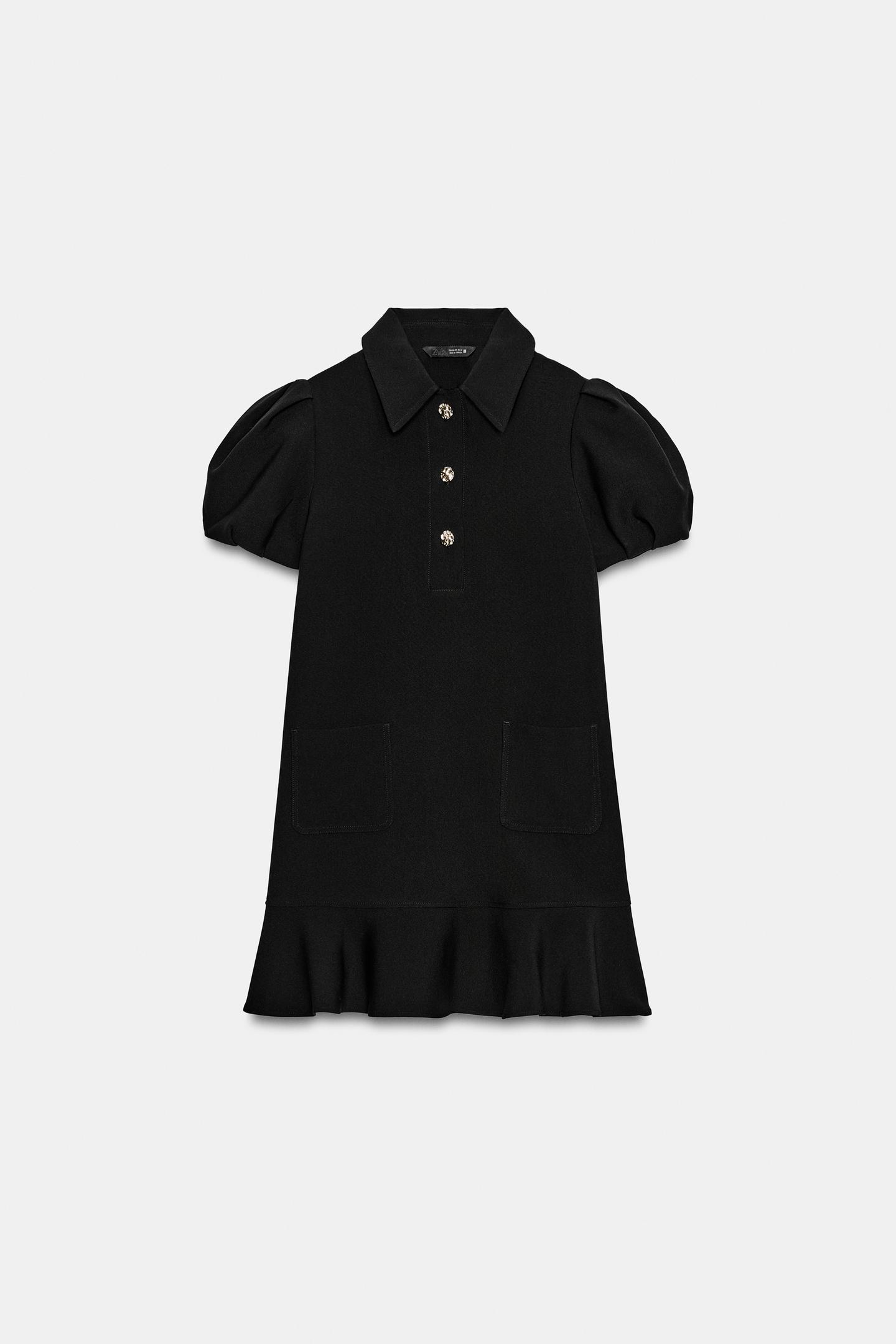 Женское платье Zara Pleated Sleeve Short, цвет: Чёрный — фото 6