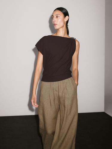 Zara Flowing 100% linen trousers - Beige