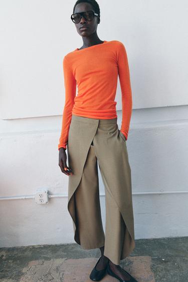 ZW COLLECTION WRAP FRONT TROUSERS - camel by Zara