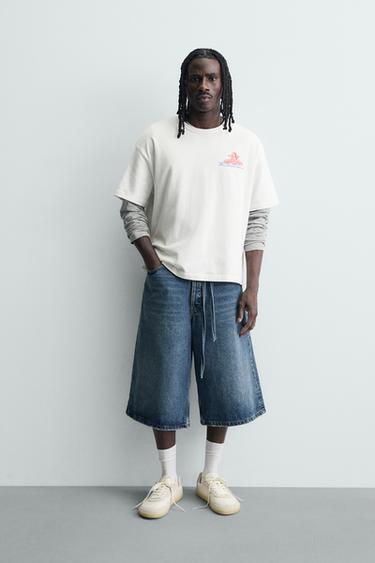 CAMISETA ESTAMPADOS BORDADOS COMBINADOS - Blanco roto de Zara - Imagen 0
