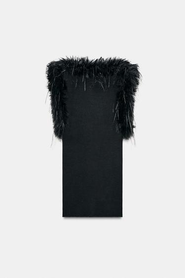 TOP CÔTELÉ EFFET FOURRURE - Noir de Zara - Image 5