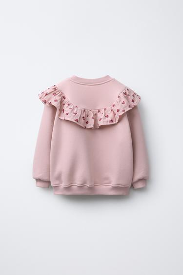 FLORAL RUFFLE SWEATSHIRT - Light pink by Zara - Image 1